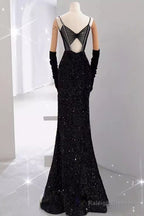 Mermaid Prom Dresses Long New Sequin Black Slit Prom Dresses