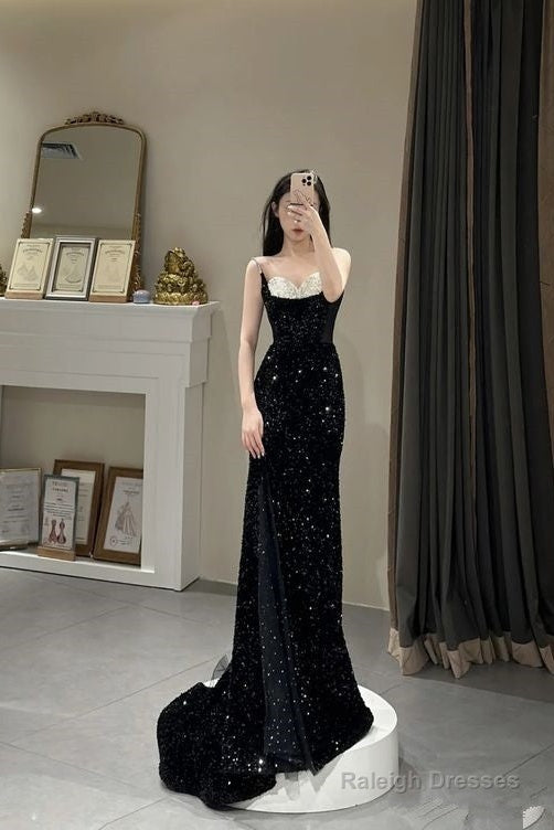 Mermaid Long Prom Dress New Sequin Black Slit Evening Dress Main image