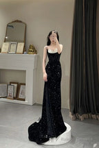 Mermaid Long Prom Dress New Sequin Black Slit Evening Dress