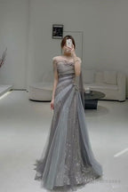 Mermaid Long Prom Dress Tulle Evening Dress
