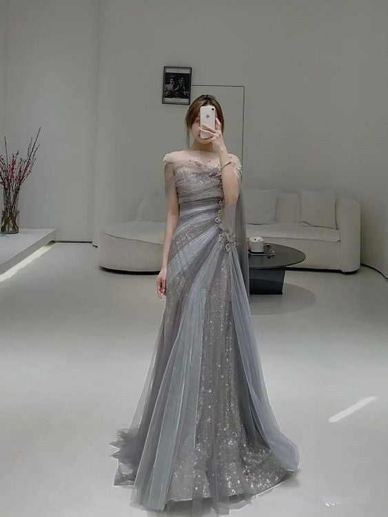 Mermaid Long Prom Dress Tulle Evening Dress Main image