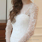 Mermaid Long Sleeves Court Train Wedding Dresses With Beading