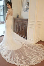 Mermaid Long Sleeves Court Train Wedding Dresses With Beading