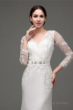 Mermaid Long Sleeves Long Wedding Dresses