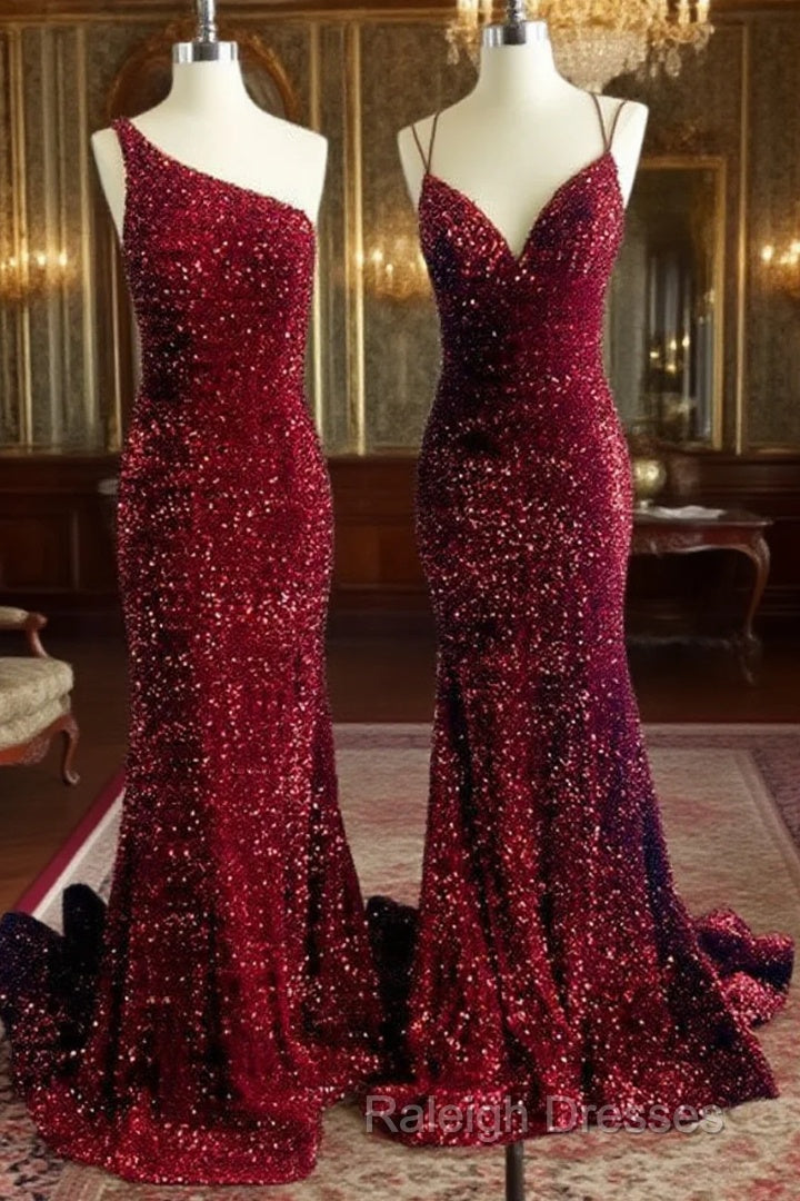 Mermaid Maroon Sequin Formal Dress Main image