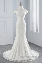 Mermaid Off-The-Shoulder Bride Gown Long Wedding Gown With Lace