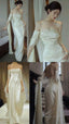 Mermaid Off The Shoulder Floor-Length Satin Long Sleeves Prom Dresses
