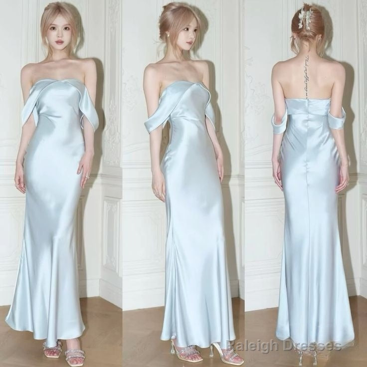 Mermaid Off The Shoulder Floor-Length Sleeveless Light Sky Blue Prom Dress Secondary image