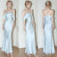 Mermaid Off The Shoulder Floor-Length Sleeveless Light Sky Blue Prom Dresses