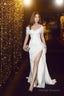 Mermaid Off The Shoulder Prom Dress Long White Slit Prom Dresses