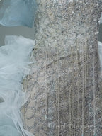 Mermaid Off-The-Shoulder Tulle Sequin Long Ball Gown Elegant Rhinestone Prom Gown