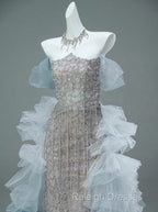 Mermaid Off-The-Shoulder Tulle Sequin Long Ball Gown Elegant Rhinestone Prom Gown