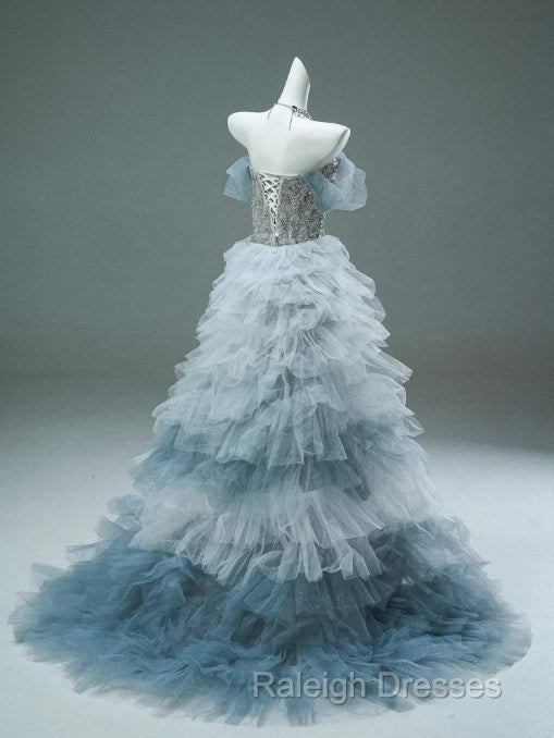Mermaid Off-The-Shoulder Tulle Sequin Long Ball Gown Elegant Rhinestone Prom Gown