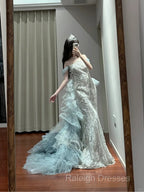 Mermaid Off-The-Shoulder Tulle Sequin Long Ball Gown Elegant Rhinestone Prom Gown