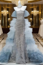 Mermaid Off-The-Shoulder Tulle Sequin Long Ball Gown Elegant Rhinestone Prom Gown