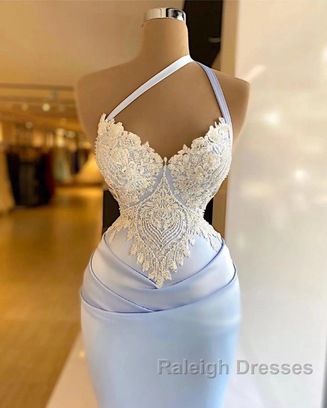 Mermaid One Shoulder Satin Beaded Long Prom Dress Sequin Appliqu Evening Dress