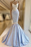 Mermaid One Shoulder Satin Beaded Prom Dresses Long Sequin Appliqu Prom Dresses