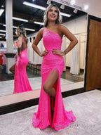 Mermaid One Shoulder Sequins Prom Dress With Tassels
