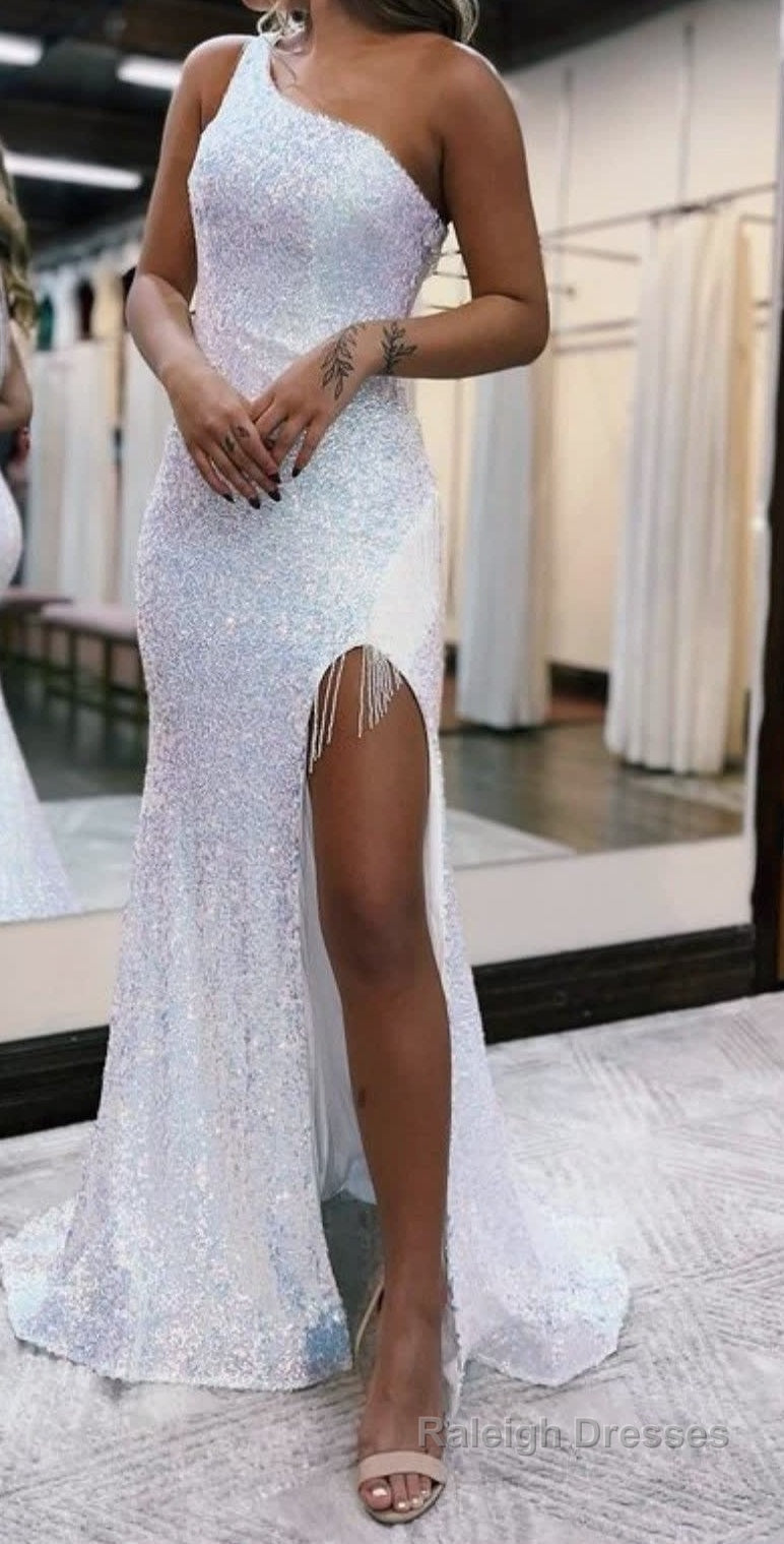 Mermaid One Shoulder Sequins Prom Dress With Tassels