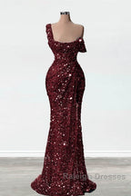 Mermaid One Shoulder Slit Sequin Prom Dresses