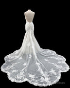 Mermaid Open Back Wedding Dresses Sweep Train Appliques