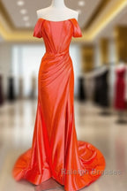 Mermaid Orange Off The Shoulder Dress