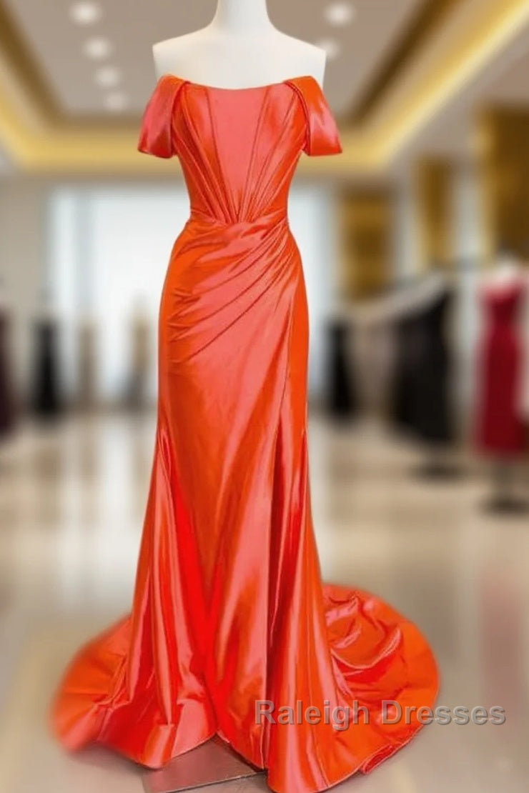 Mermaid Orange Off The Shoulder Dress