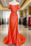 Mermaid Orange Off The Shoulder Dress
