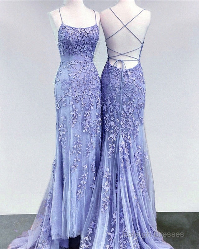 Mermaid Periwinkle Prom Dresses Lace Up Back