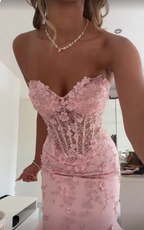 Mermaid Pink Tulle Long Prom Dresses Prom Dresses