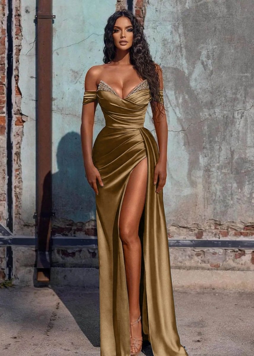 Mermaid Prom Dress Satin Long Fromal Dress with Split