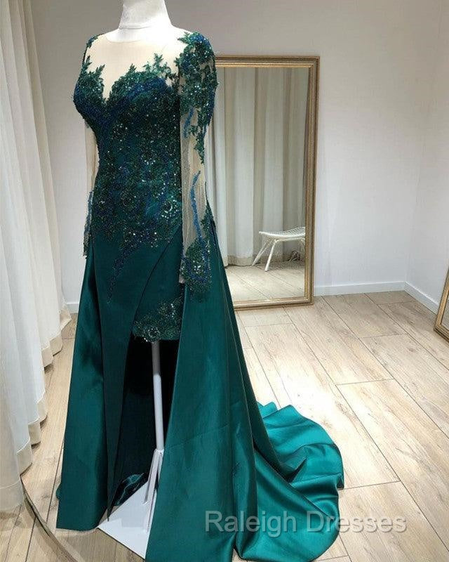 Mermaid Prom Dress Lace Beaded Sheer Long Sleeves Secondary image