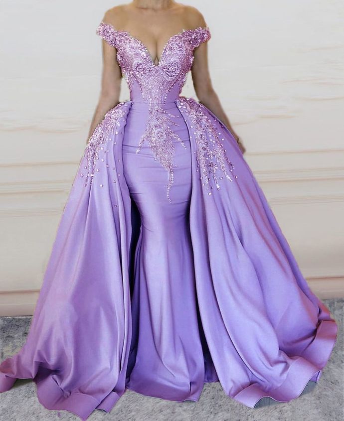 Mermaid Prom Dress Long V Neck Prom Gowns Beaded