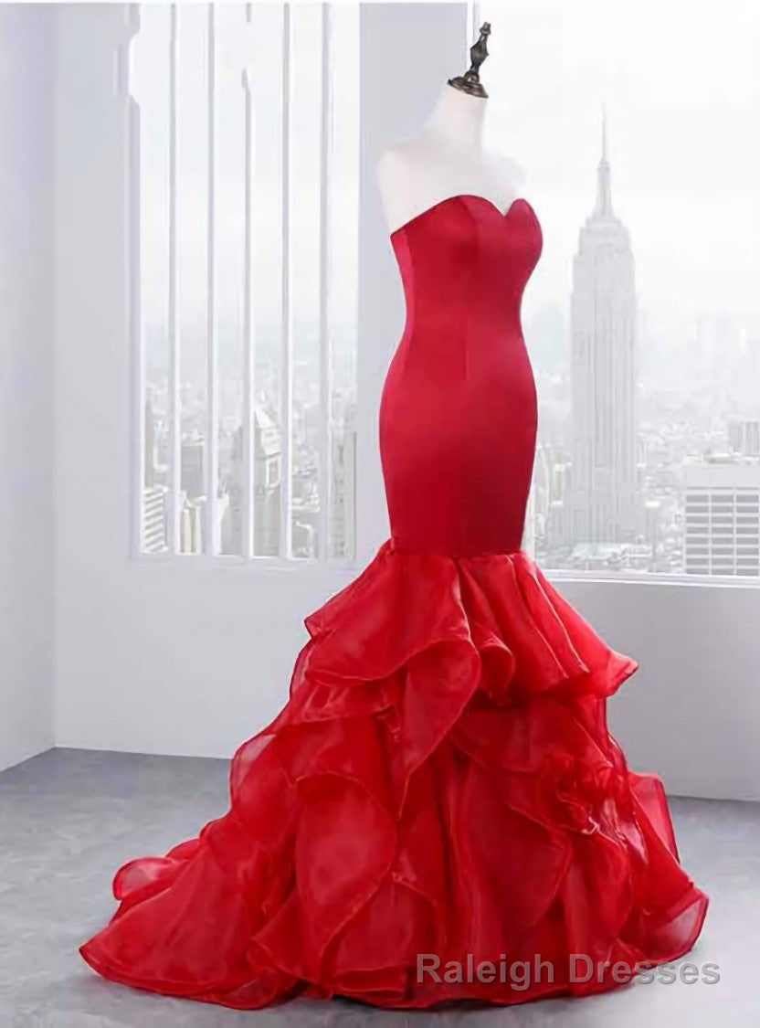 Mermaid Ruffle Organza Prom Dresses Sweetheart Women Party Dresses Main image