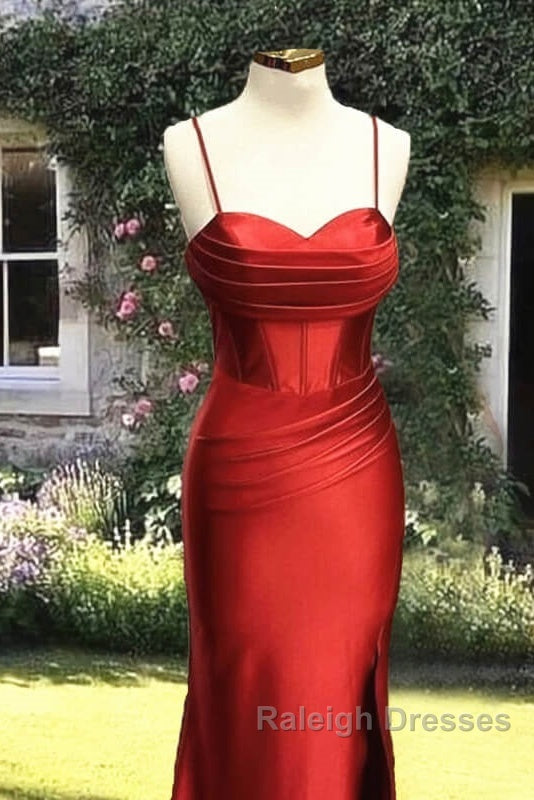 Mermaid Rust Orange Satin Dress