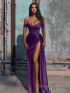 Mermaid Satin Long Prom Dress with Slit
