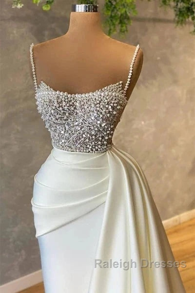 Mermaid Satin Spaghetti Strap Sweetheart Sequined Beaded Prom Dresses Long Gorgeous Prom Dresses Secondary image