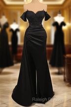 Mermaid Satin Split Dress With Lace Corset