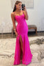 Mermaid Scoop Neck Satin Prom Dress with Slit