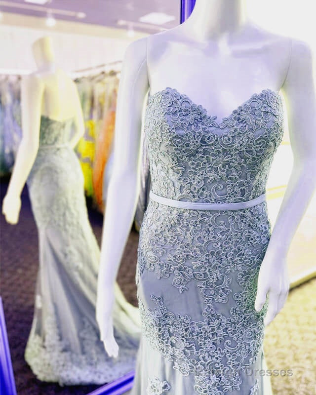 Mermaid Seafoam Blue Lace Prom Dress Main image