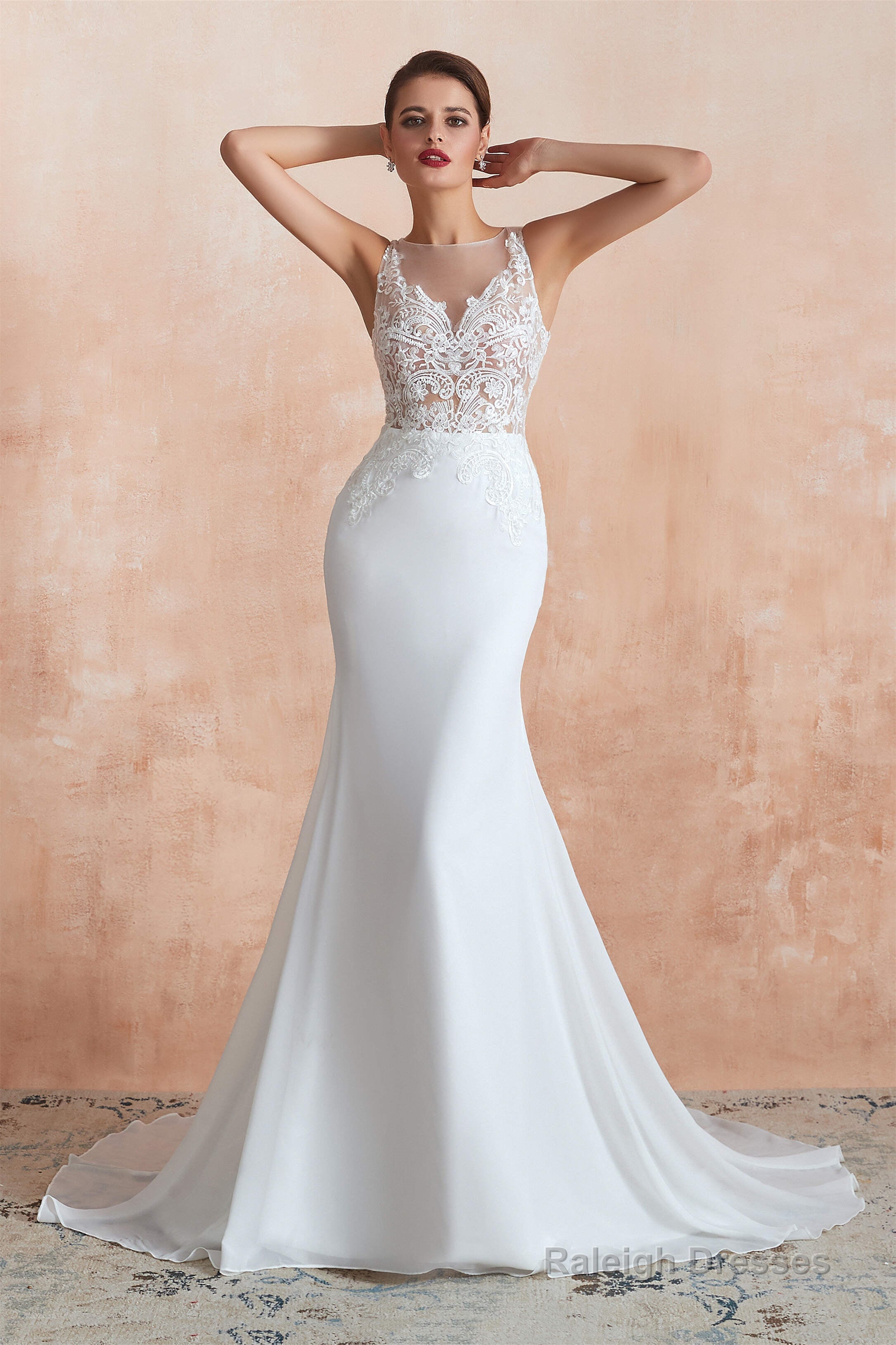 Mermaid See-Through Chiffon Wedding Dresses with Appliques Secondary image