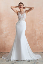 Mermaid See-Through Chiffon Wedding Dresses with Appliques