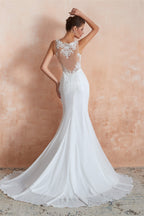 Mermaid See-Through Chiffon Wedding Dresses with Appliques