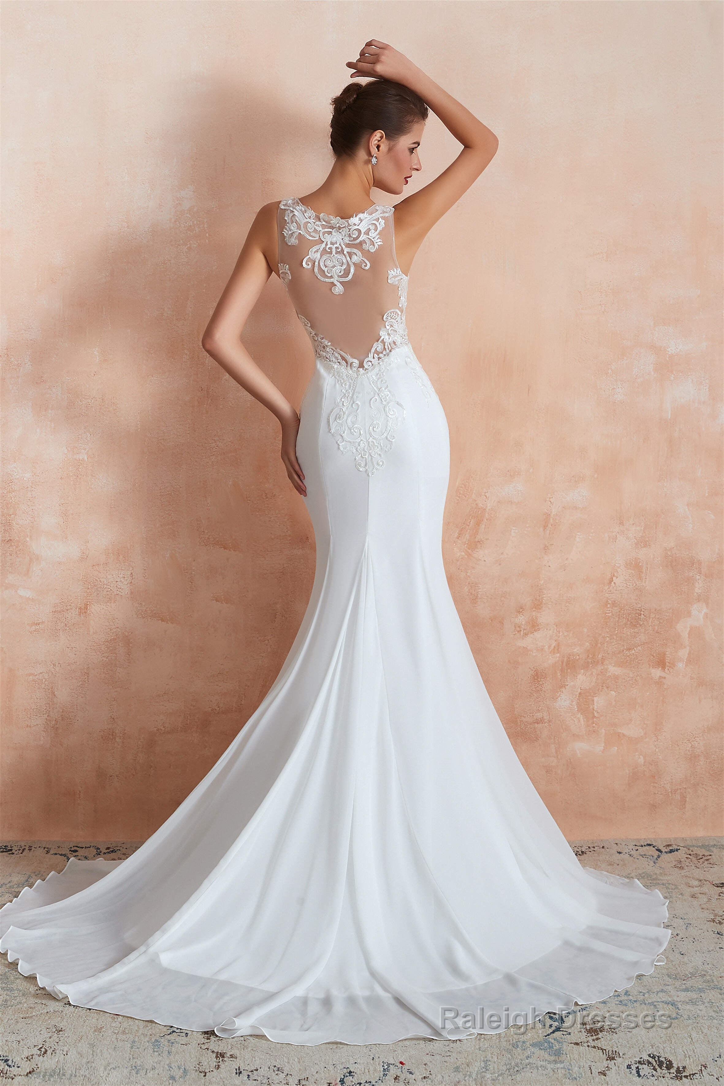 Mermaid See-Through Chiffon Wedding Dresses with Appliques