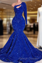 Mermaid Sequin One Shoulder Prom Dresses