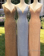 Mermaid Sequined Beaded V-Neck Formal Dress