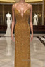 Mermaid Sequined Beaded V-Neck Formal Dress