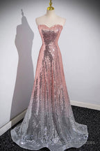 Mermaid Sequins Long Prom Dress, Sparkling Sweetheart Neckline Ombre Prom Dress