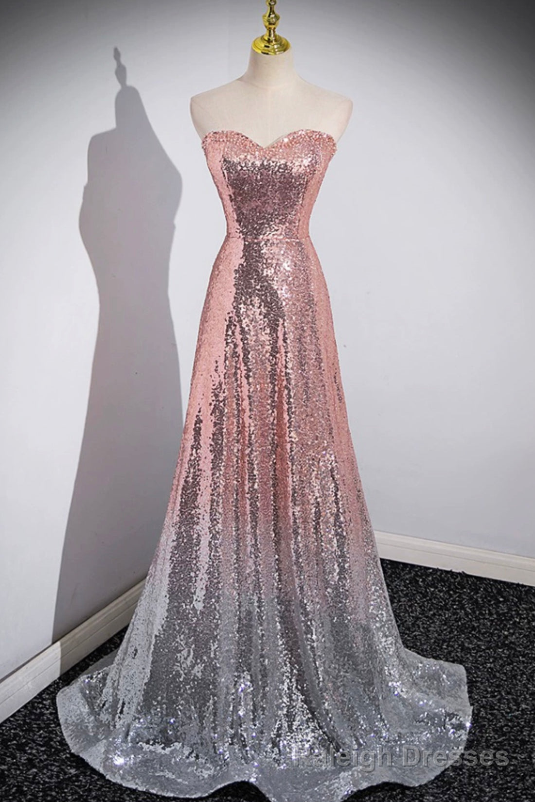 Mermaid Sequins Long Prom Dress, Sparkling Sweetheart Neckline Ombre Prom Dress
