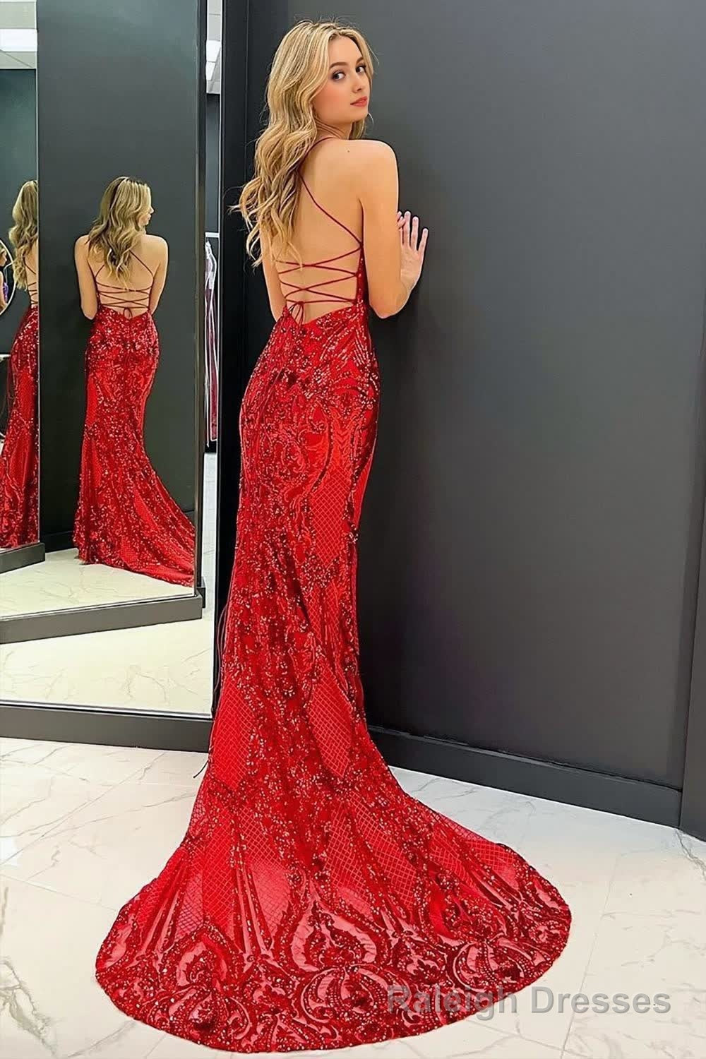 Mermaid Sequins Long Prom Dress with Sweep Train Secondary image